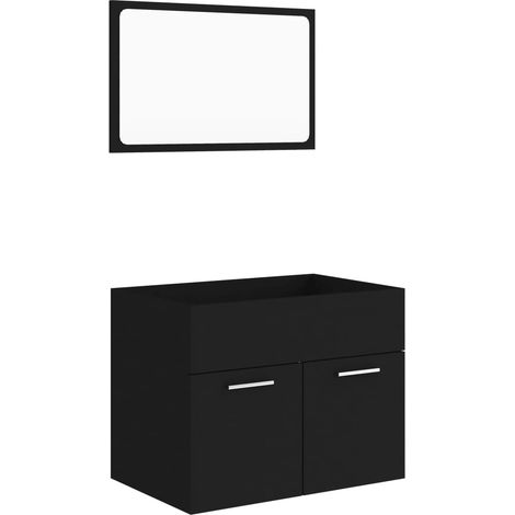 vidaXL Set Mobili da Bagno 2 pz Nero in Legno Multistrato