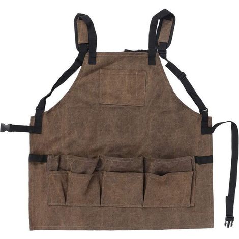 Robuste Arbeitsschürze mit 11 Werkzeugtaschen. Verstellbare Werkzeugschürze aus Canvas für Damen und Herren.