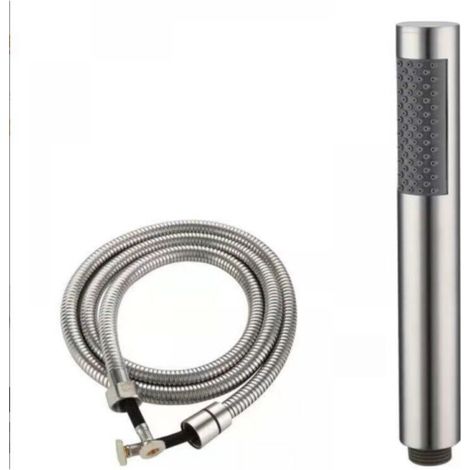 Duschkopf aus gebürstetem Edelstahl 304, tropffeste Handbrause mit Schlauch, silberfarben