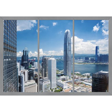City view from the window, photo murale, 360x254 cm, 4 parts (1/3)