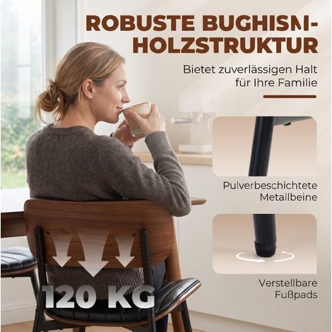 2er-Set Esszimmerstühle 49,5 x 49,5 x 80 cm aus Bugholz, schwarz – MEUBLIV (1/5)
