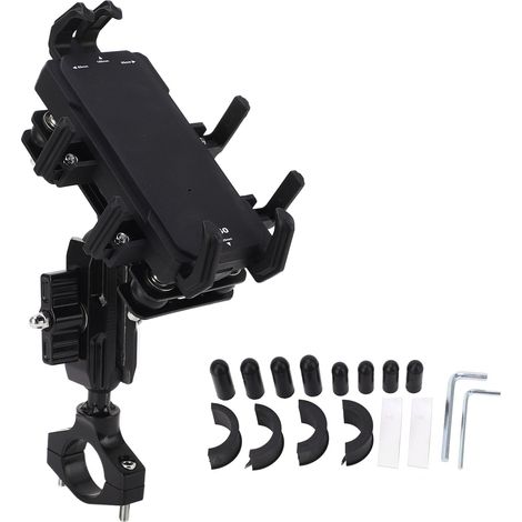 Support téléphone moto anti-glissement, amorti, rotatif, étanche IP6, support métallique polyvalent pour vélo (1/5)