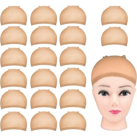 Bonnet de cheveux en filet à cheveux élastiques bas élastiques bonnet de perruque (couleur de la peau) 20 pièces (1/5)