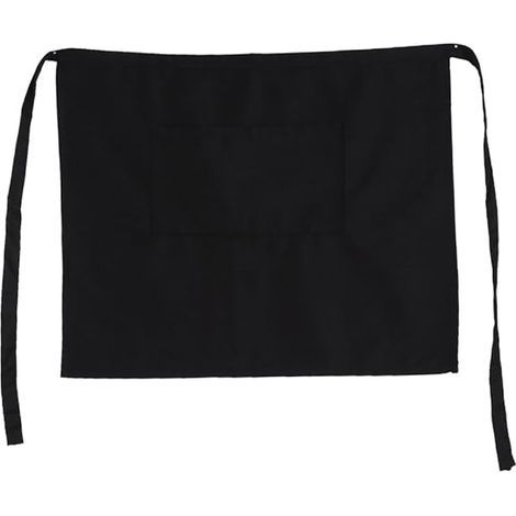 BRAVIX 2 Pièces Serveuse Courts Tablier, Chef Cuisine Tablier pour Hommes et Femmes, Tablier pour Bistro, Restaurant, Café (Noir) (1/4)