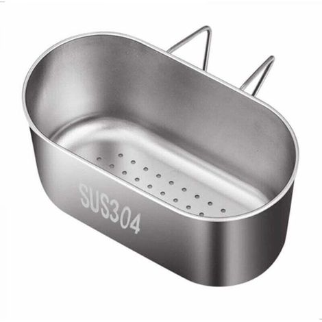 Sink Drain Basket Strainer - Stainless Steel, Easy to Use, for Kitchen, Over-Sink Drying Rack for Storing and Washing Dishes/Fruits/Vegetables