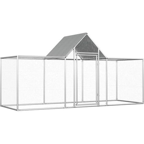 Vidaxl – Poulailler 3 x 1 x 1,5 m en acier galvanisé – Toit imperméable – Pour poules, canards, oies – Grille métallique de surveillance (1/6)