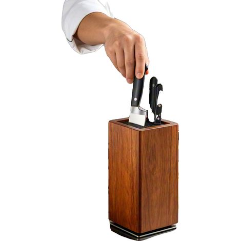 Magnetischer Messerblock, Akazienholz-Konstruktion, 360° drehbares Design, 1600Gs Magnetkraft, spülmaschinenfest, geeignet für Küchenmesser (1/5)