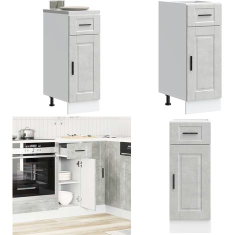 Mueble bajo de cocina porto gris cemento madera reconstituida - Almacenamiento bajo cocina - Muebles de cocina