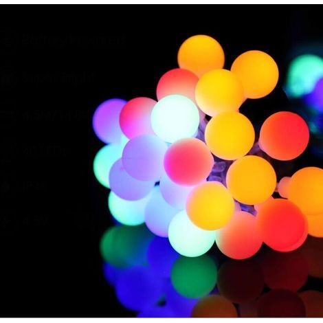 Guirlande LED 10 mètres 100 boules RGB multicouleur,Guirlande Lumineuse Sphérique RGB, 100 LEDs Boules 8 Modes d’Éclairage Étanche IP44 Guirlande Lumineuse Extérieur Intérieur Décoration Idéal pour So (1/5)