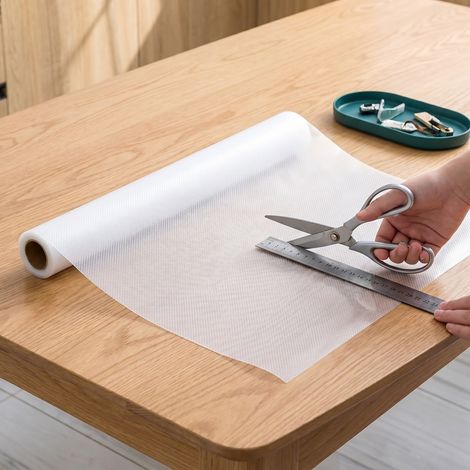 TolleTour Set di 3 tappetini antiscivolo per cassetti e scaffali, facili da tagliare, 50×150 cm, bianco trasparente