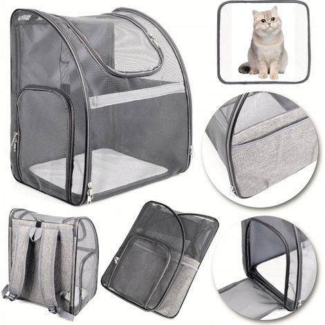 Mochila transportadora para gatos o perros, fabricada en malla, totalmente ventilada y plegable.