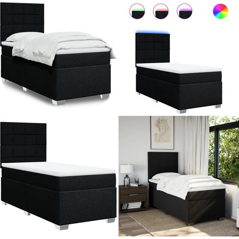 Boxspringbett mit Matratze Schwarz 100x200 cm Stoff - Boxspringbett - Doppelbett - Bettsofa - Schlafzimmermöbel - Schwarzes Bett - Home & Living (1/5)
