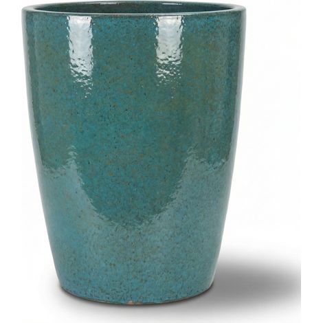 Provencelia Pflanzkübel Mazarin Ø55 cm Höhe 69 cm frostbeständig, keramisch, handgefertigt, Bleu Acier (1/5)