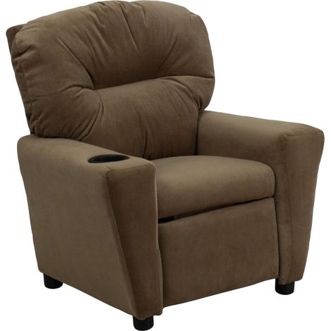 Meuble Contemporain d'Avocat en Microfibre Enfants inclinable avec Porte-gobelet, Marron, 39" D x 24.5" W x 28" H (1/5)
