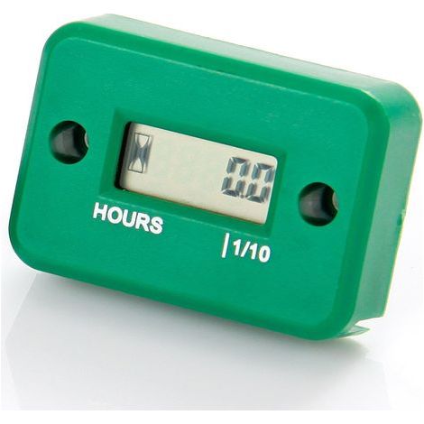 IP68 Compteur d'heures pour Tondeuse Générateur Essence, Vert Cumul 99 999 h, boîtier IP68, câble 1,1 m, 5 tours sur bougie, tracteur tondeuse, zero-turn, motobineuse, pas diesel (1/5)