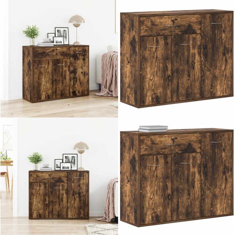 Buffet Chêne fumé 88x30x70 cm Bois d'ingénierie - Buffet - Meuble TV - Rangement - Commode - Mobilier Moderne - Home & Living (1/5)