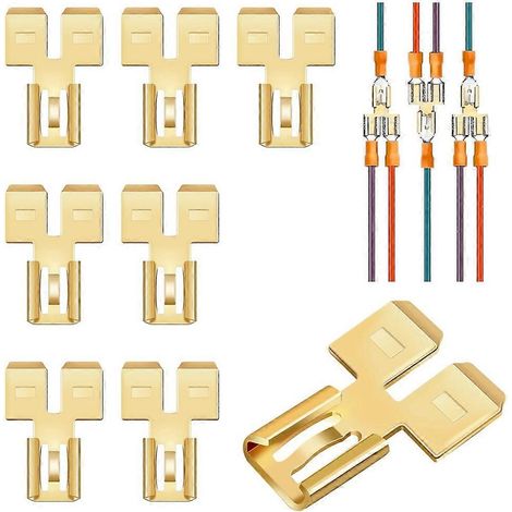 Lot de 8 connecteurs à fourche doubles à déconnexion rapide pour câbles électriques bidirectionnels, adaptateurs de bornes non isolés mâles simples (1/5)