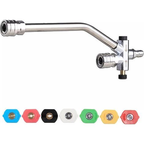 Canons à mousse pour nettoyeur haute pression avec accessoire à double connecteur pour canons à savon, 5 buses de pulvérisateur pour nettoyeur haute pression, connexion rapide de 6,35 mm (jet 7 (1/5)