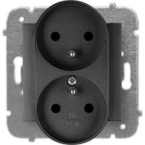 Santra Steckdose 2x2P+Z modular ohne Rahmen, flächenbündig, schwarz 4143-19