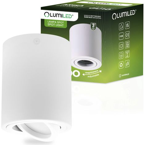 Apparecchio di illuminazione a tubo alogeno spot a montaggio superficiale, orientabile, Lundo, GU10, rotondo, bianco, 80 mm (1/5)