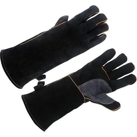 Hitzebeständige und feuerfeste Handschuhe aus Rindsleder, für Kamin, Backofen, Grill, Schweißen und Tierhaltung (1/5)