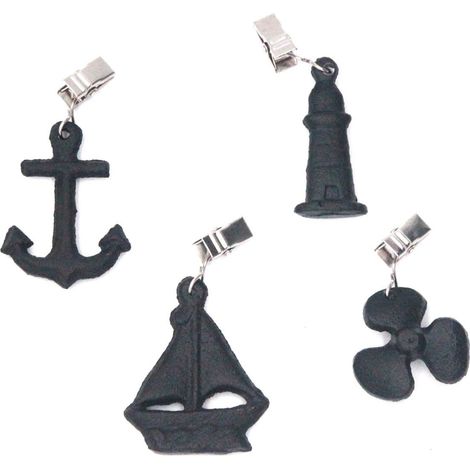 NineClouds 4 pcs poids de nappe d'ancrage nautique en fonte rustique pinces lourdes pour pique-nique de jardin en plein air (1/5)