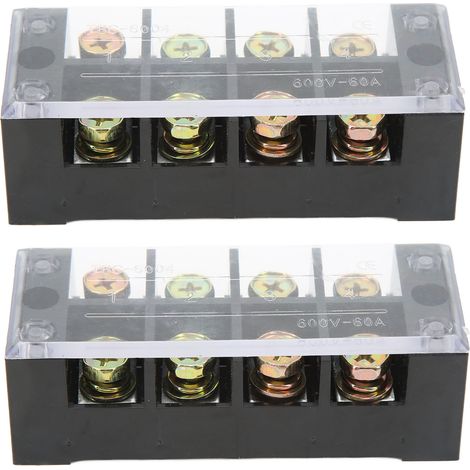 Bloc de jonction courant fort 600V 60A 4 positions, bornier de terre facile à câbler pour circuit (1/5)