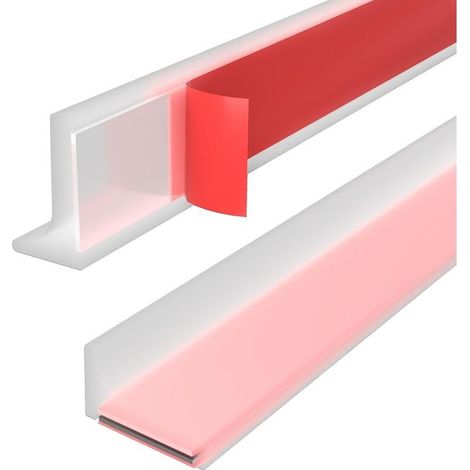 Joint d'étanchéité pour seuil de porte de douche - joint d'étanchéité auto-adhésif en silicone étanche, anti-fuite, flexible, convient aux salles de douche, baignoires et lavabos, 200 cm. (1/5)
