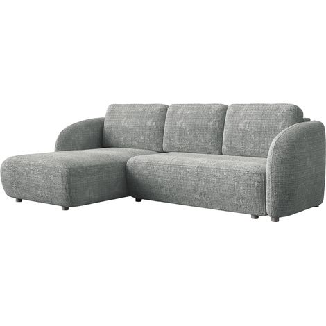 ALANYA - Canapé d'angle convertible avec coffre en tissu gris - Angle gauche (1/5)