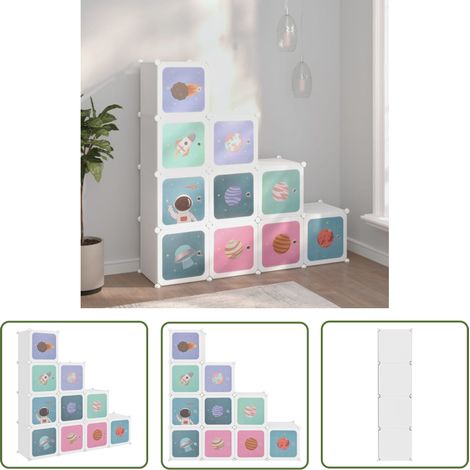 The Living Store Armoire de rangement pour enfants avec 10 cubes Blanc PP - Meuble Enfant - Rangements Enfants - Armoire Rangement - Étagère Enfant - Organiseur Jouets (1/5)