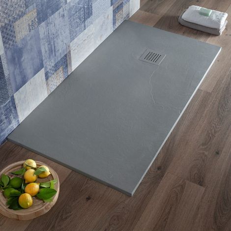 Piatto Doccia Moderno 70x100 cm Marmoresina Grigio Effetto Pietra Blan (1/5)