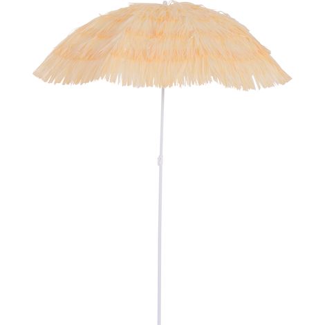Parasol de Plage Jardin Design Hawai 160 cm Raphia Artificiel Beige