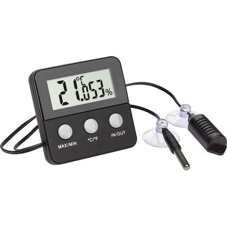 TFA Dostmann Terracheck 30.5044.01 - Sonda digitale con ventose, ideale per terrari, 64 x 24 x 64 mm, colore: Nero