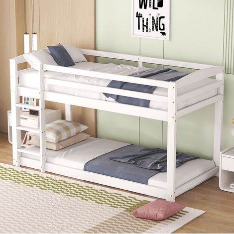 MEUBLIV Lit superposé 90x200 cm blanc – avec échelle, sans matelas (1/5)