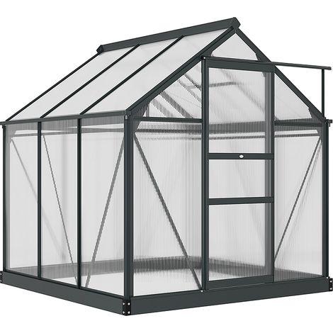 Serre polycarbonate grise – 3,65m², 190x192x201 cm, résistant UV – Fondation renforcée (1/5)
