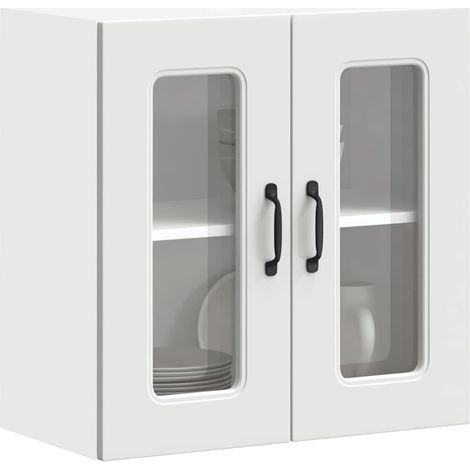 Küchen-Hängeschrank mit Glastür Kalmar Weiß Holzwerkstoff