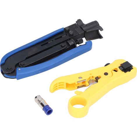 Le kit d'outils de sertissage et de dénudage de fils comprend 20 connecteurs de type F adaptés aux câbles RG59 et RG6.