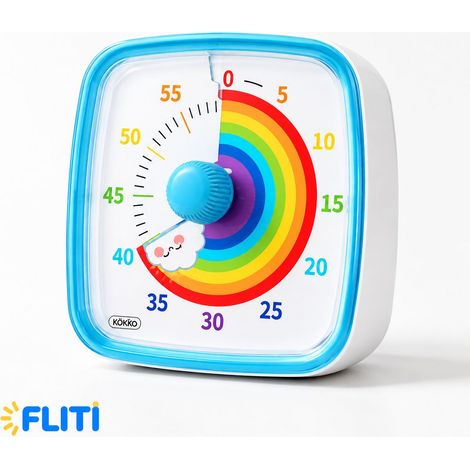Minuteur visuel 60 min, silencieux avec flash, plastique arc-en-ciel bleu, pour cuisine classe bureau (1/5)
