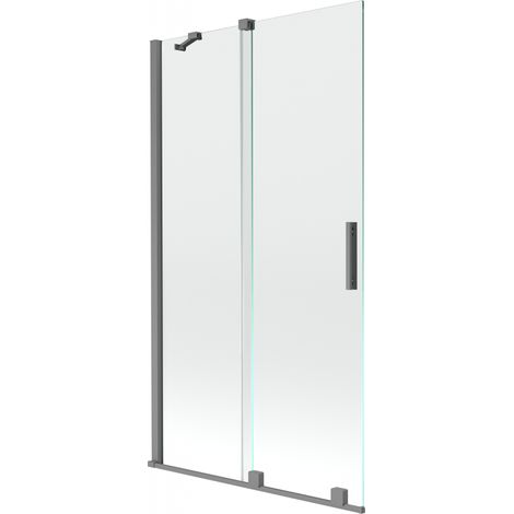 Paroi de baignoire coulissante à 2 panneaux Mexen Velar, 100 x 150 cm, transparent, métal gun - 896-100-000-01-95 (1/2)