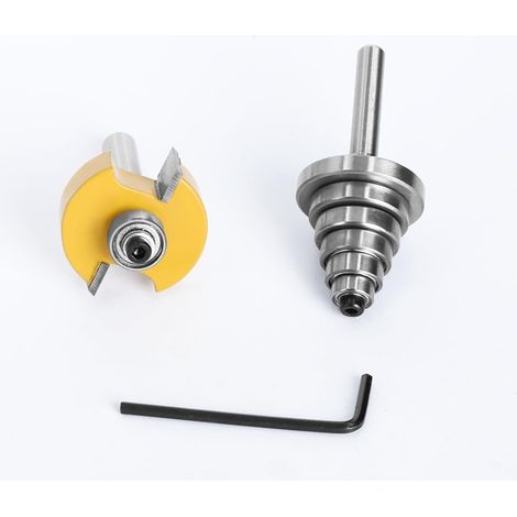 Holzfräser, 2 Stück, 8 mm Schaft, Falzfräser mit 6 verstellbaren Lagern, Zapfenfräser, Hartmetall, Holzbearbeitungs-Bits, Oberfräser (1/5)