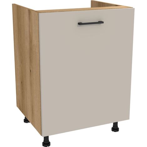 Unterschrank unter der Spüle, Korpus 60 Capri, Eiche Evoke Front, Kaschmir Matt (1/3)
