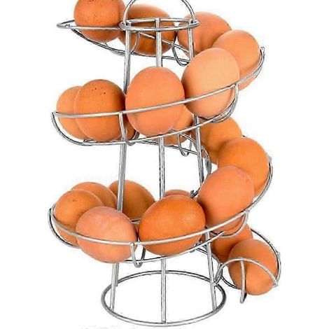 Porte-œufs de cuisine, panier à œufs en spirale, étagère de rangement pratique en fer, gris argenté (1/5)