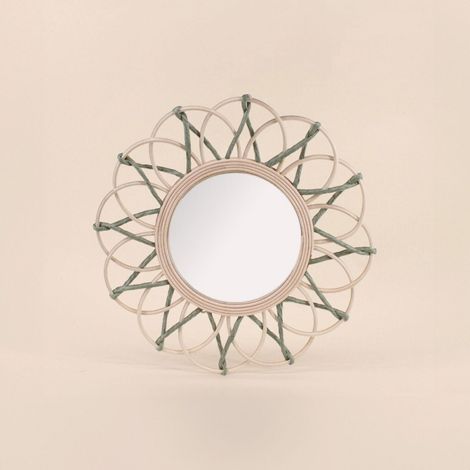 Miroir en rotin forme fleur 40cm (1/4)