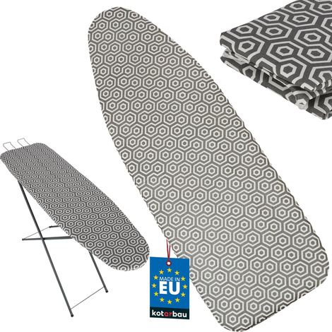 KOTARBAU® Housse Table à Repasser 114 x 36 cm - Thermoréfléchissante - Housse Planche à Repasser - Taille S - Coton et Feutre - Grise - Motif Pentagones (1/4)