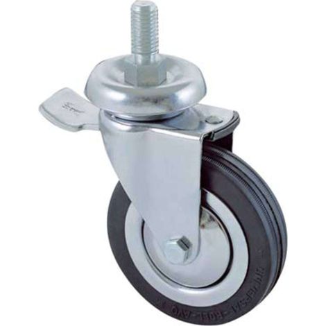 RUOTA A FORCELLA GIREV P.FILETT +FERMO 155BISB AVO - A/CROMATO/GOMMA NERA D.MM  60X24 F.MA 10X30 - 1 pezzo