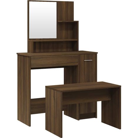 Maison Exclusive - Set Tavolo da Toeletta Rovere Marrone 86,5x35x136 cm (1/5)
