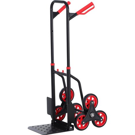 Carrello Portapacchi Pieghevole per Scale 150 Kg in Metallo Nero e Rosso (1/5)