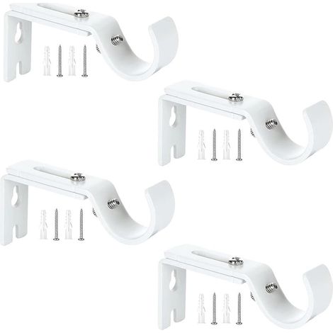 4-teiliges Gardinenstangen-Set – Verstellbare Metallbefestigungen – Für Zuhause und Büro – Weiß – 8,8–11,5 cm (1/5)