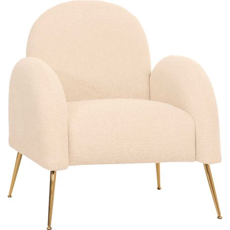 Poltroncina lounge cocktail retrò tessuto ciniglia crema imbottitura extra spessa 22 cm 040006858
