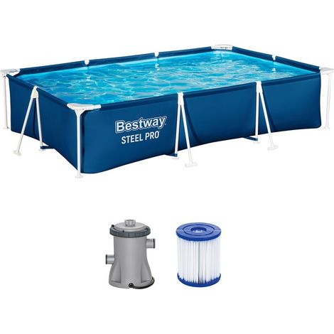 TrAdE Shop Traesio - Piscina Rettangolare Steel Pro Con Struttura In Acciaio Pompa Filtro 300x201x66cm 56411 -